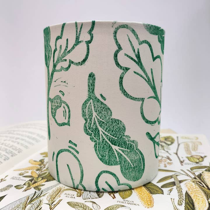 Hand-printed Tealight Lantern - Oak Leaf for wholesale by Tina Williams