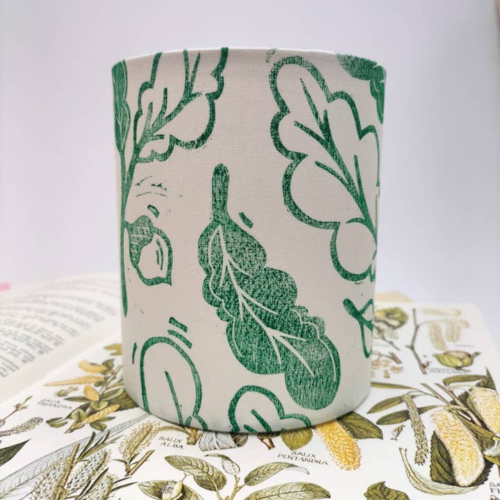 Hand-printed Tealight Lantern - Oak Leaf for wholesale by Tina Williams