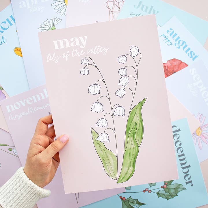 Birth flower A4 Print for wholesale by TreatBox