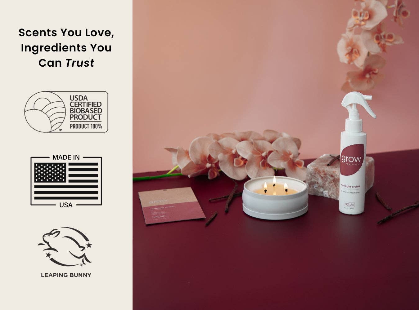 Grow Fragrance - Wholesale Jar/Filled Candle - Midnight Orchid 3-Wick Candle3