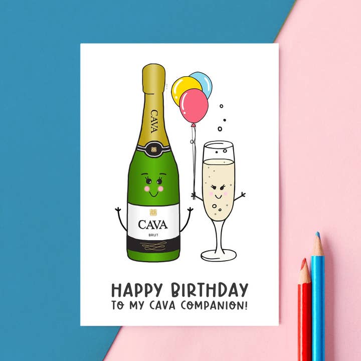 Funny Cava Birthday Card for Friend for wholesale by Of Life & Lemons