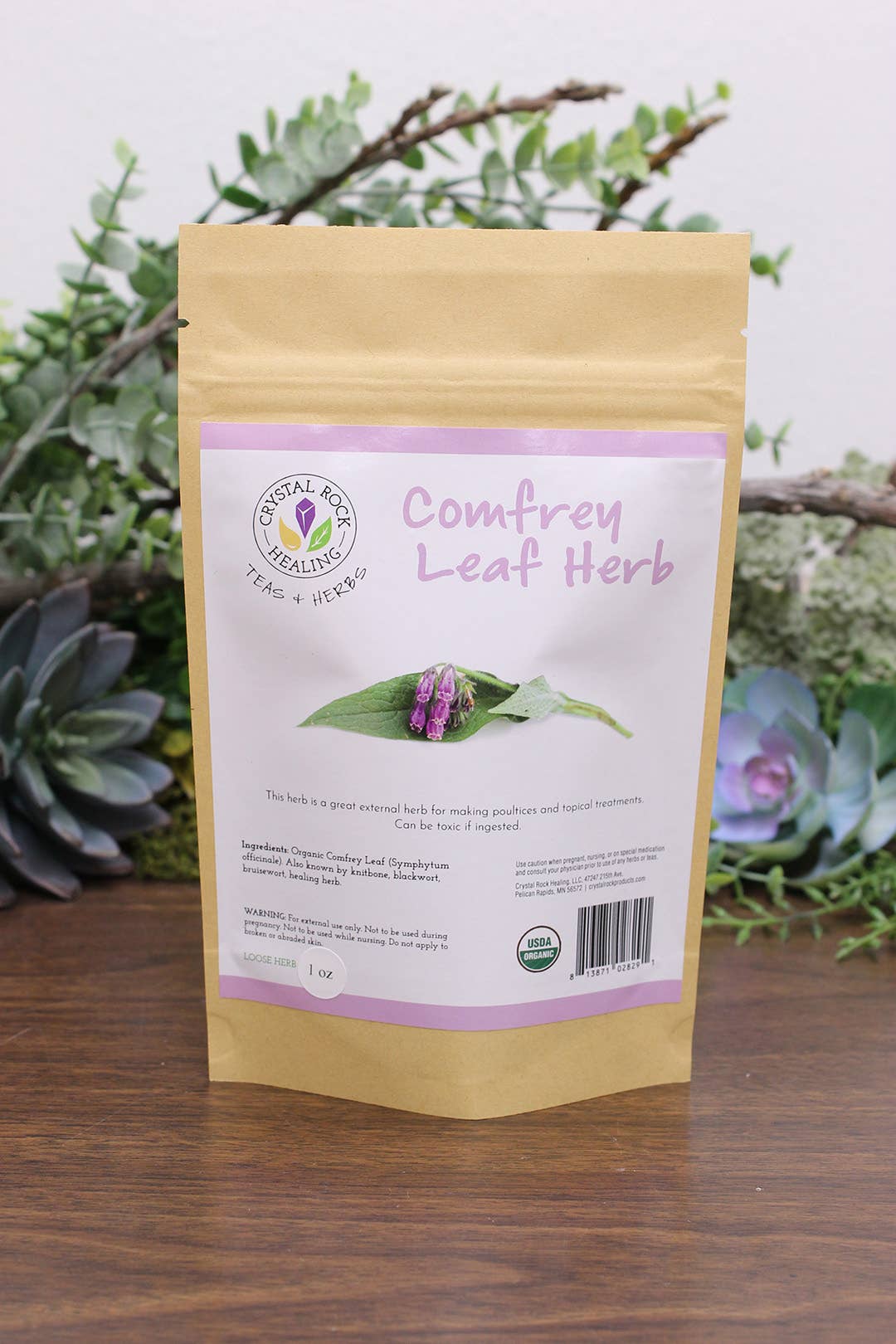 Crystal Rock Healing, LLC - Wholesale Herbs - Comfrey Leaf Loose Herb 1oz Organic