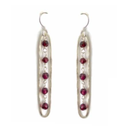 Elongated Earrings with Garnet, Medium for wholesale by Rain City Forge