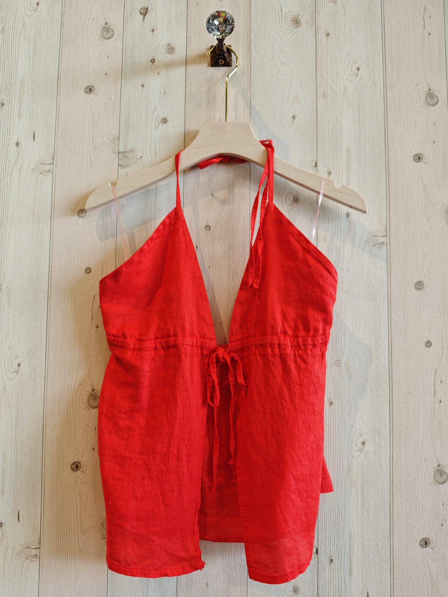 Linen & More - Vente Caraco – femme - T-shirt à bretelles ouvertes 100 % lin REF 215223