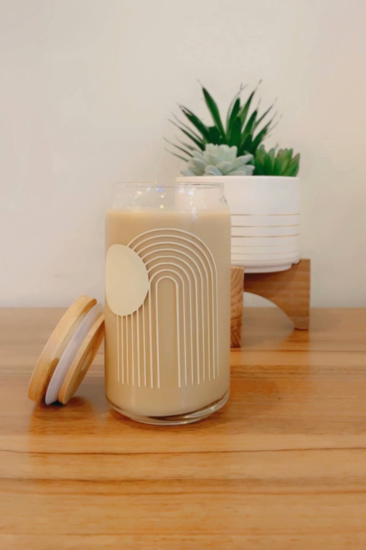 Pink pretty designs - Vente Verre/tasse - Canette en verre à bière arc-en-ciel, Boho, café glacé, verre à soda1