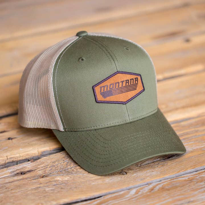 Bonnet à patch rétro en daim Montana pour la vente par Hometana