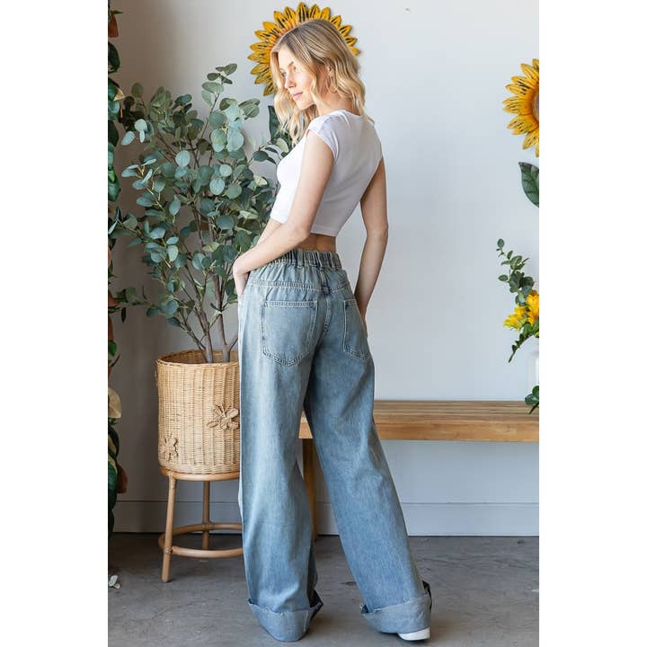 WASHED FOIL LOVE PATCHWORK DENIM JEANS for wholesale on Faire7