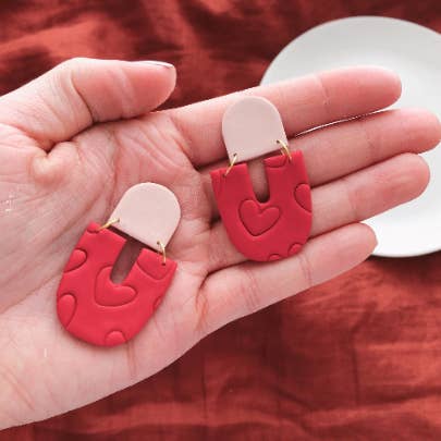 Valentine’s Day Heart Statement Polymer Clay Earrings for wholesale by Honey Dijon