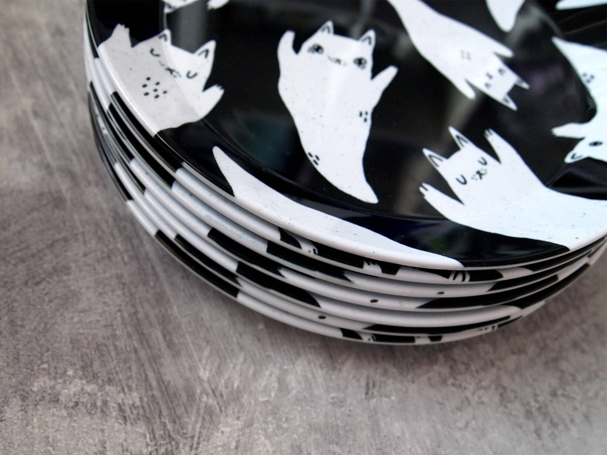 I LIKE CATS - Wholesale Dinner plate - Ghost Cats Spooky Party Plate, plastic plate, picnic plate2