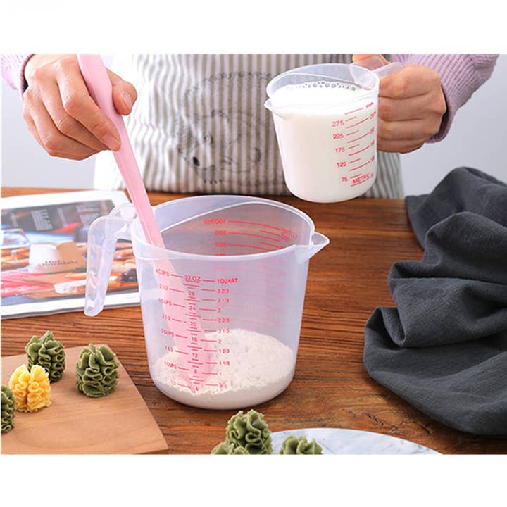 Tsyware - Wholesale Measuring Cup - 1 Liter (32oz) 1000ml Clear Plastic Measuring Cup 4-Cups