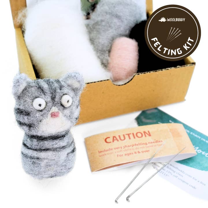 Woolbuddy - Wholesale Craft Sewing Kit - Needle Felting Cat Kit