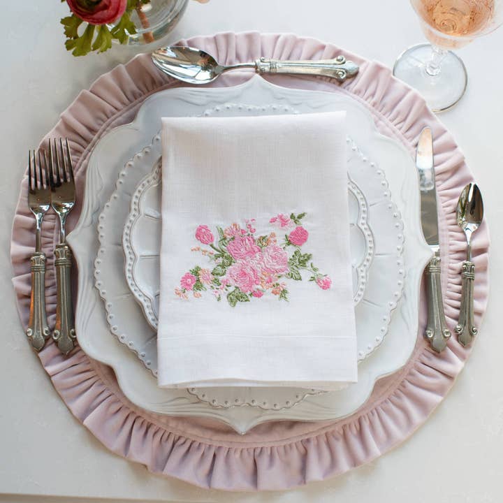 Arte Italica & Crown Linen Designs - Wholesale Dinner & cloth napkin - Vintage Floral Tri-Fold Napkin4