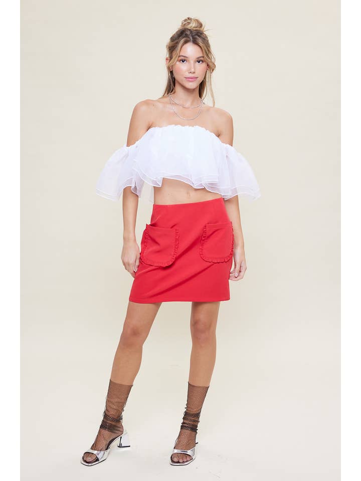 idem ditto - Vendita all'ingrosso Camicetta - Donna - TOP CORTO TRASPARENTE CON SPALLE SCOPERTE E VOLANT4