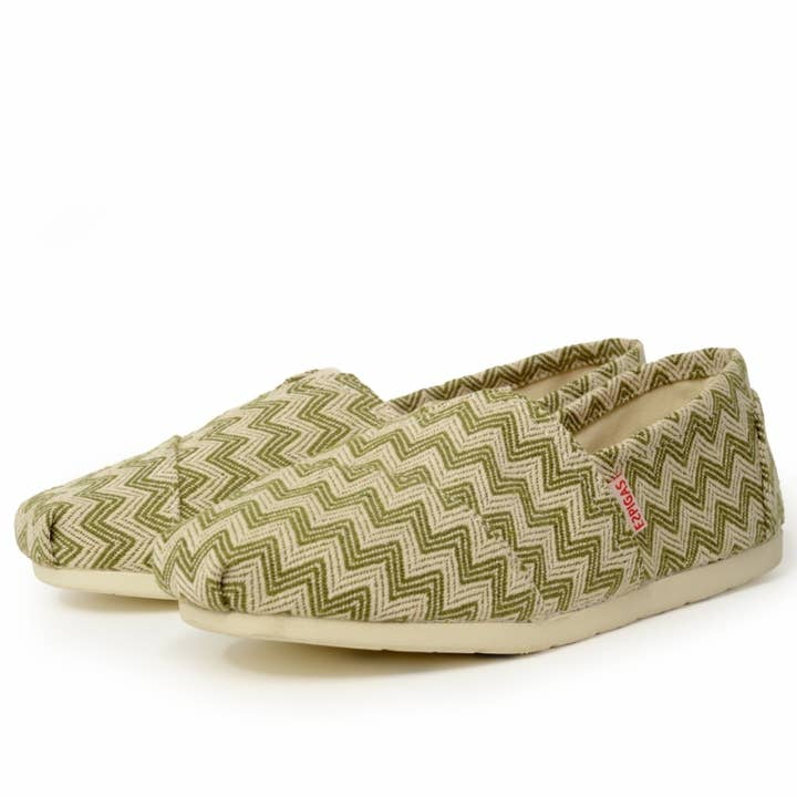 Espigas grøn zigzag espadrille i vævet bomuld for engroshandel hos Espigas