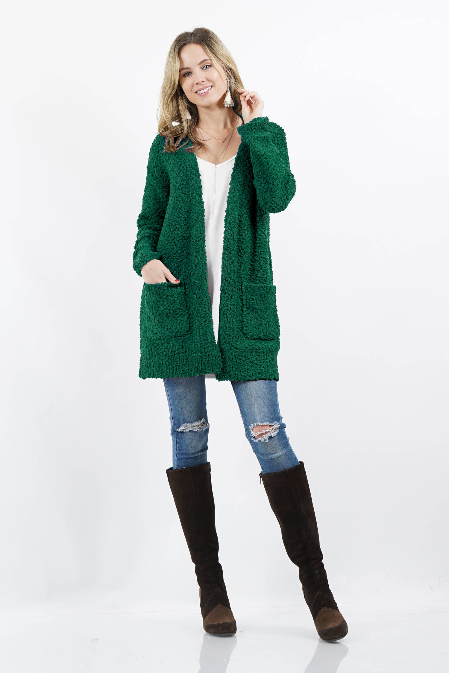 42POPS - Wholesale Cardigan - Women's - Popcorn Sweater Cardigan w/ Pockets35