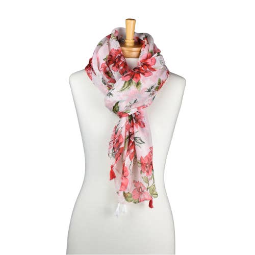 Taylor Hill Scarves & Co - Wholesale Scarf - Women's - THSS2596: White: Buttercup Flower Tassel Scarf