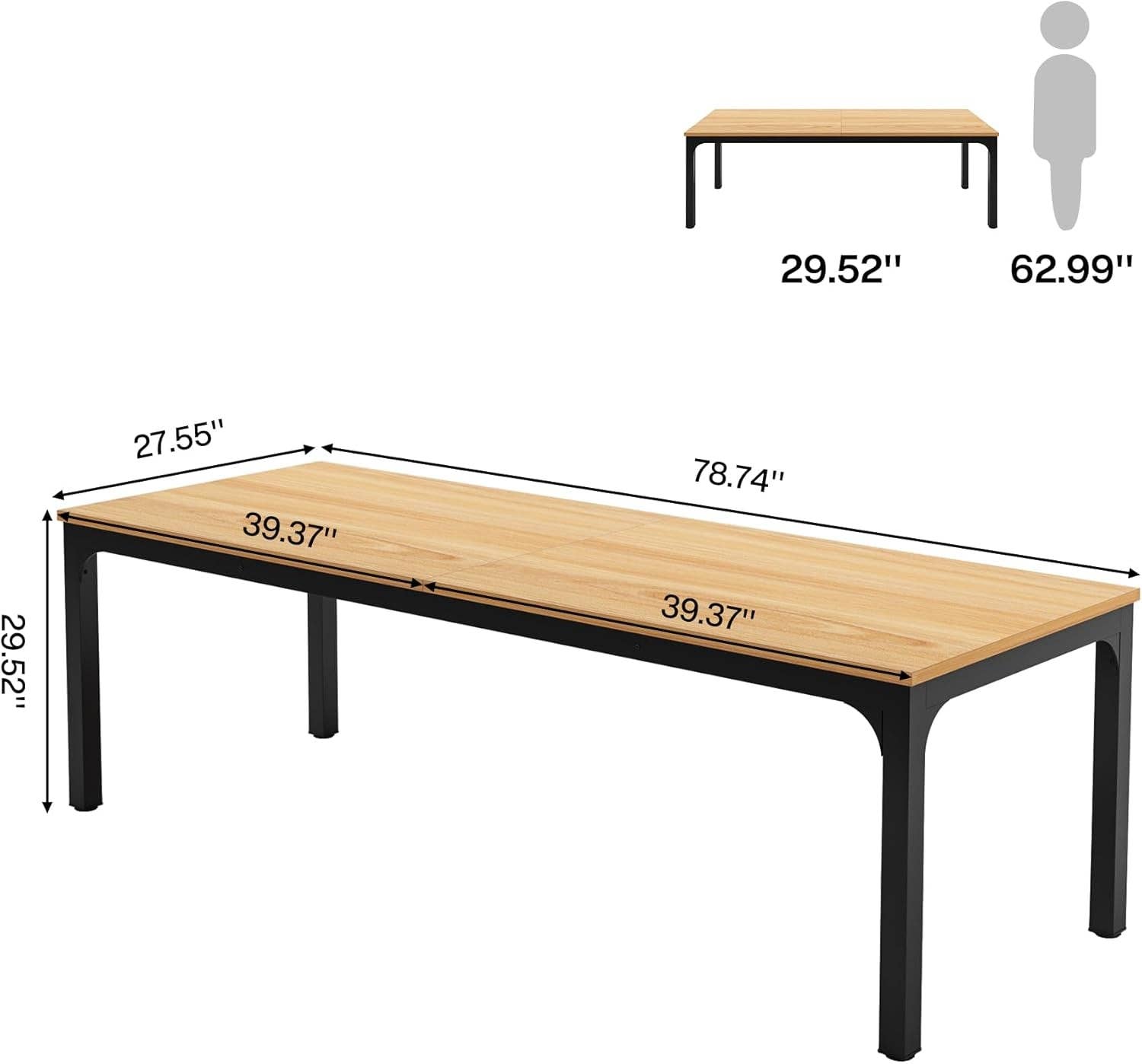 Light Walnut 78.7 Inch Extra Long Dual Workstation Desk For Two for wholesale on Faire2