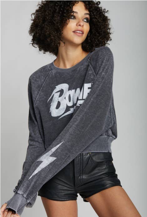 Black 301577 - 228 Bowie Bold Long Sleeve Crop Sweatshirt for wholesale on Faire1