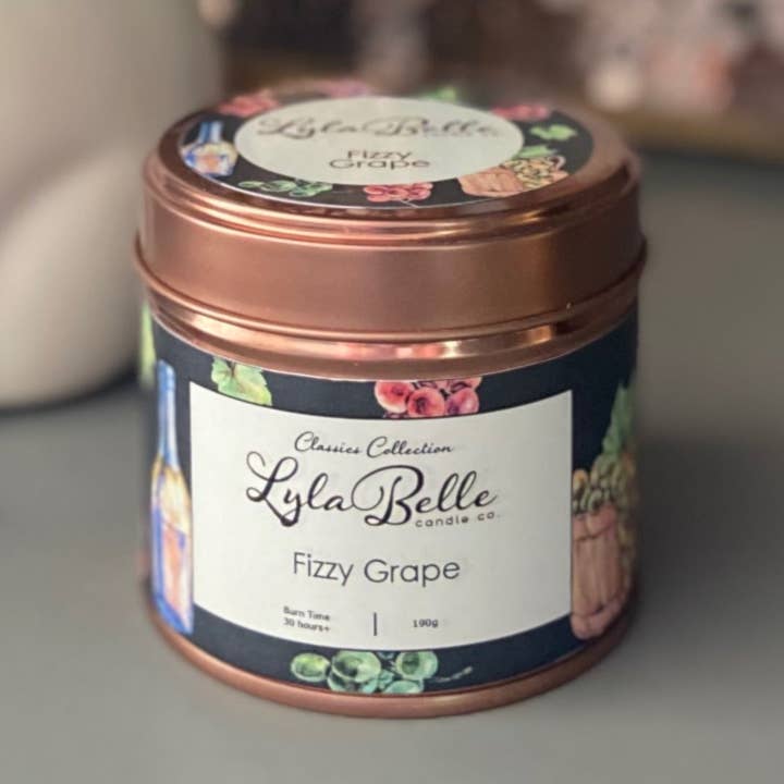 Vela en lata de uva gaseosa para venta al por mayor de Lyla Belle Candle Co.