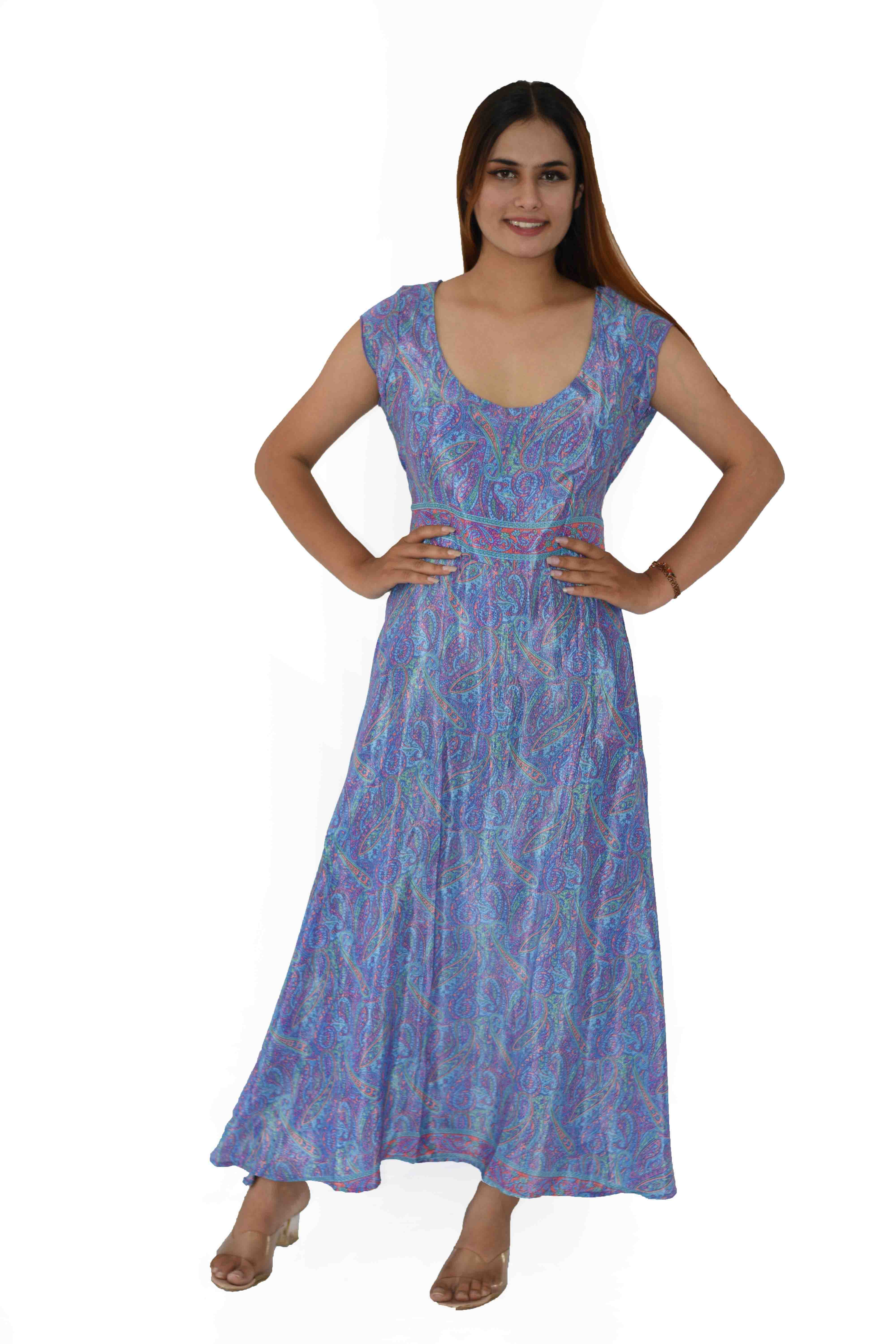 Humanity Centred Designs – Vestido - Mulher por atacado – A linha floral impresso vestido queimado com manga de boné0