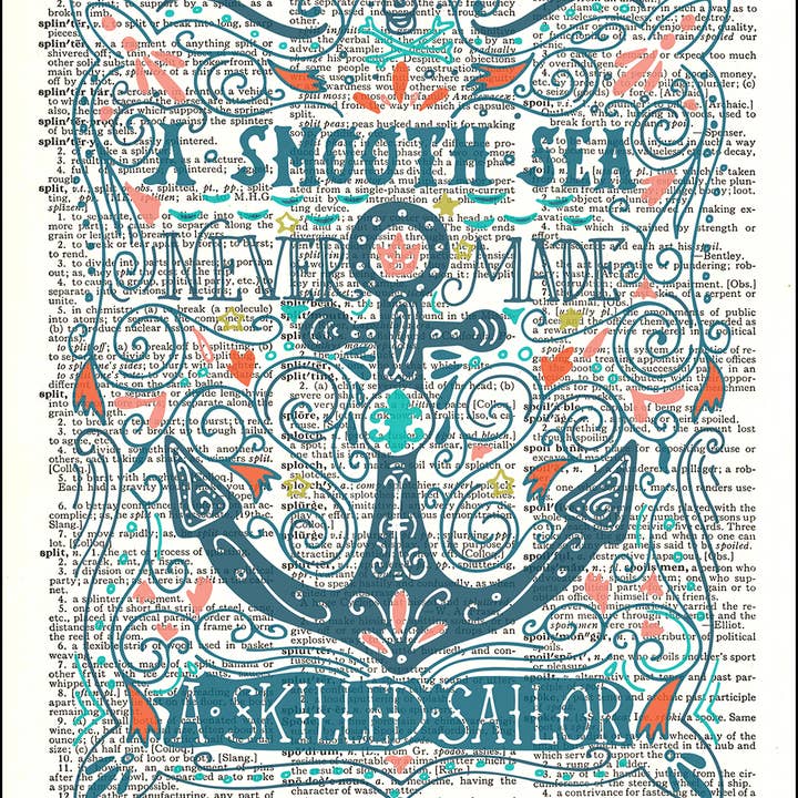 Typography - Smooth Sea Dictionary Print for wholesale by Fresh Prints of CT