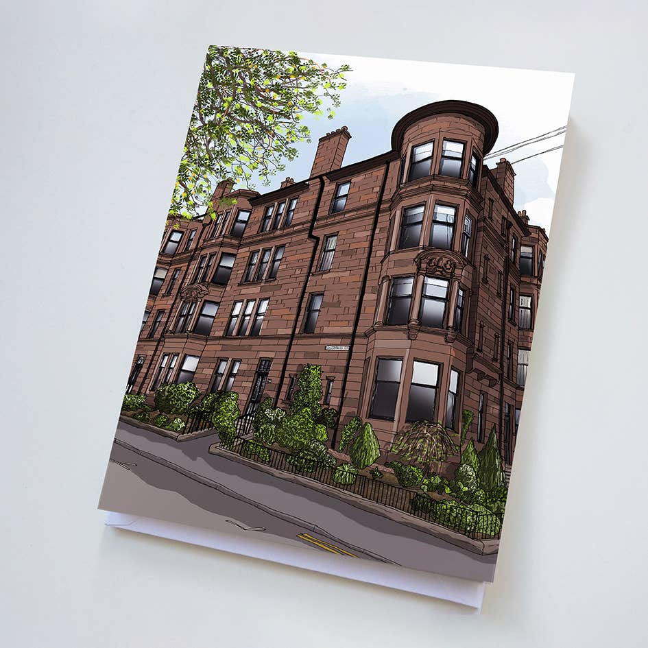 Turadh Design Co. – wholesale Everyday greeting card – Glasgow Hyndland Tenement Greetings Card0