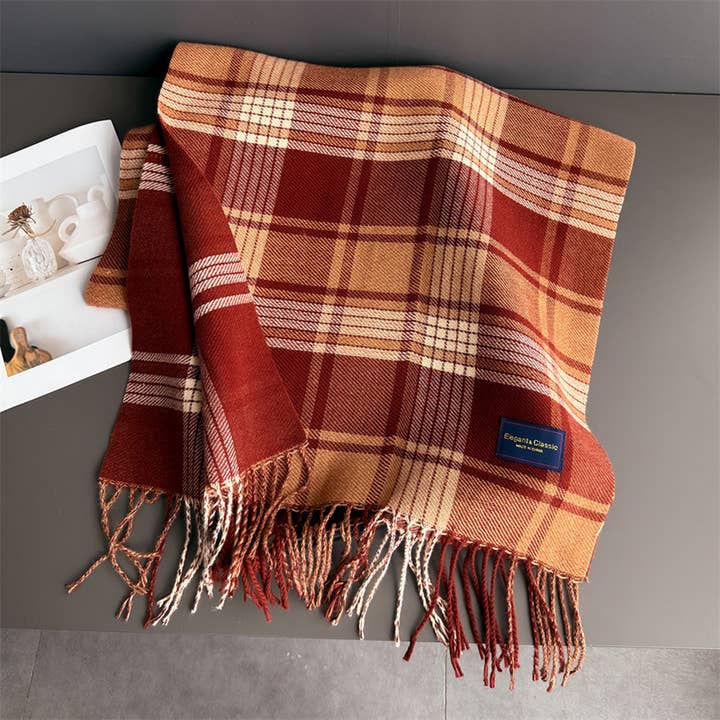 DOUBLJU - Wholesale Scarf - Women's - GENTLE RETRO TASSEL SAND WARM SCARF_CWASC030584