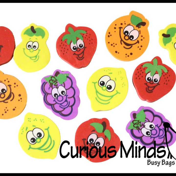 Curious Minds Toys - Vendita all'ingrosso Gomma da cancellare - Bambini - 24 gomme da cancellare alla frutta - Gomma da cancellare originale e funzionale Adorabile No