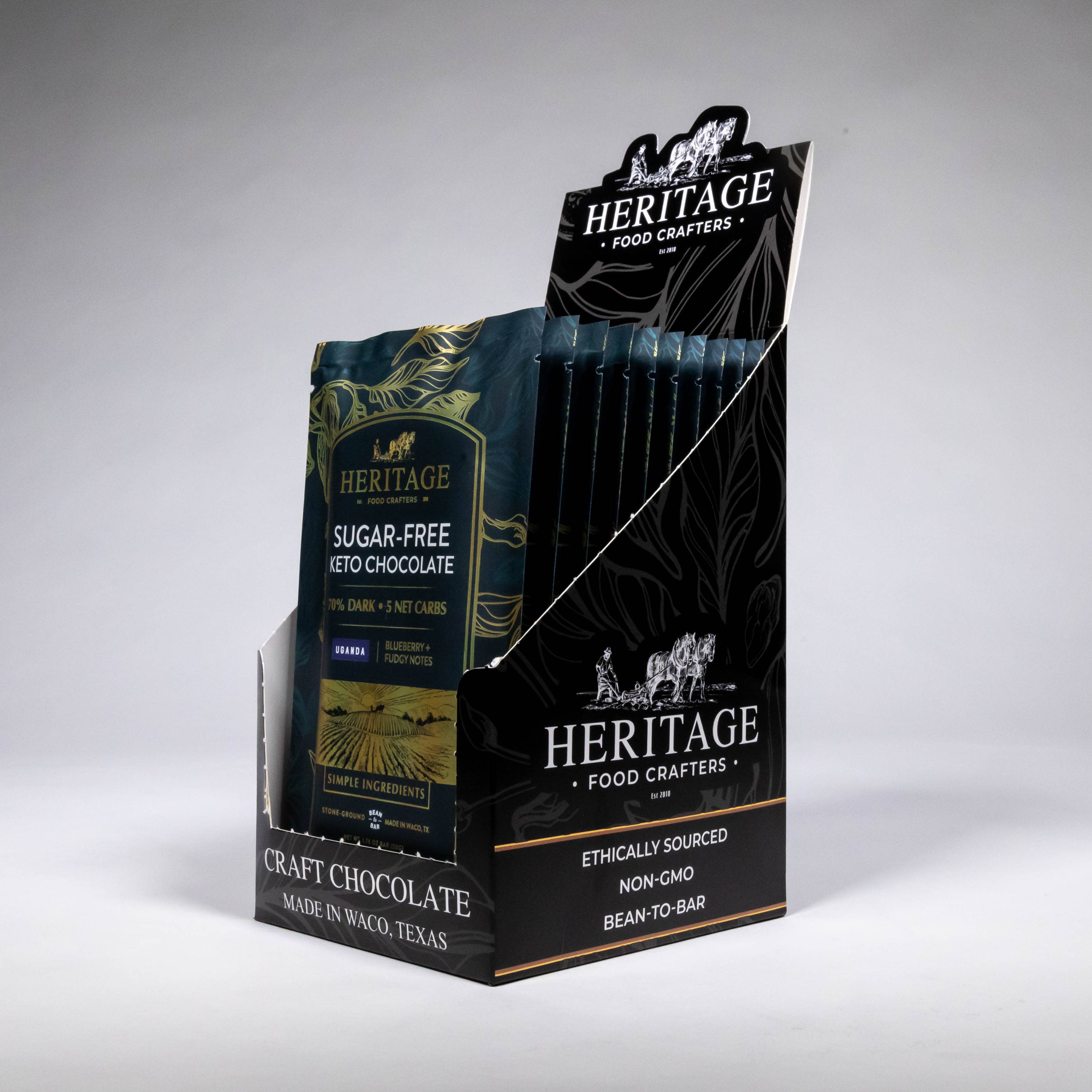 Heritage Food Crafters - Wholesale Chocolate Bar - 70% Uganda Dark 50g - Award-Winning Craft Chocolate Bars1