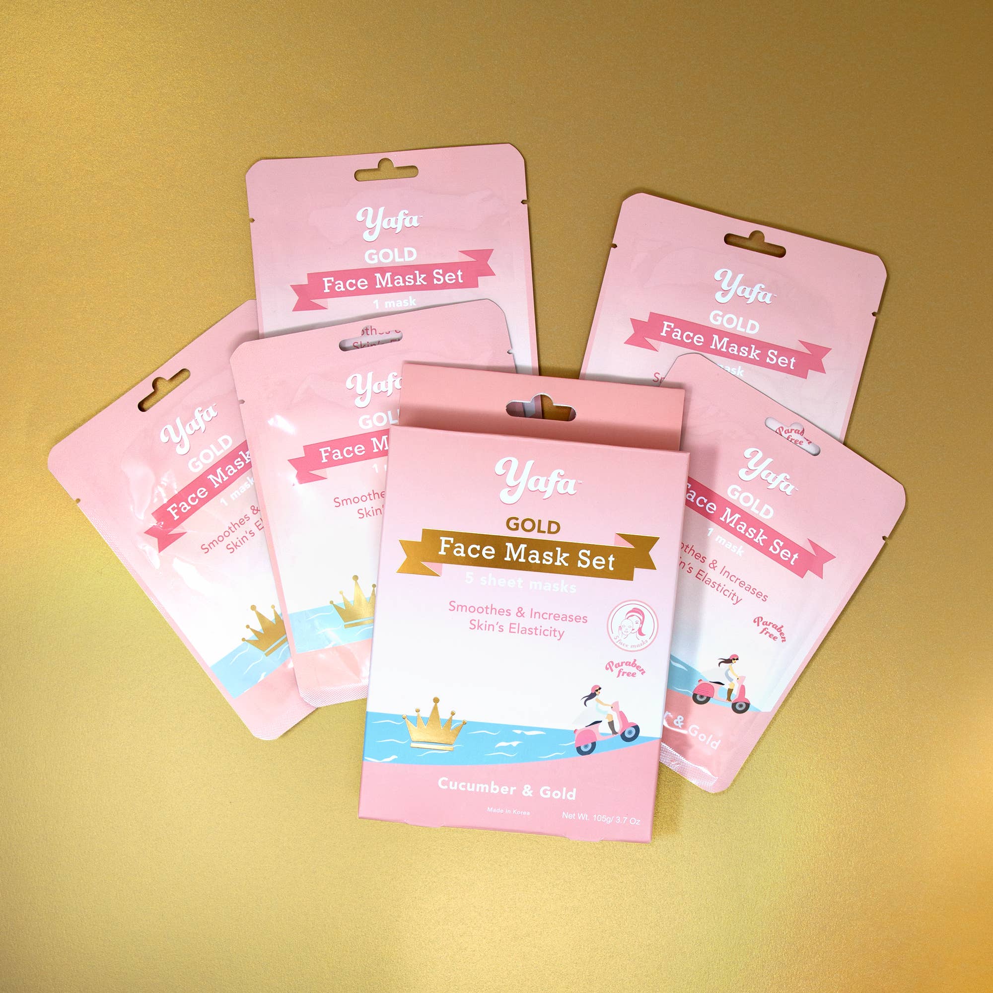Yafa Beauty - Wholesale Skincare Face Mask - Yafa Gold Face Sheet Masks, Set of 52