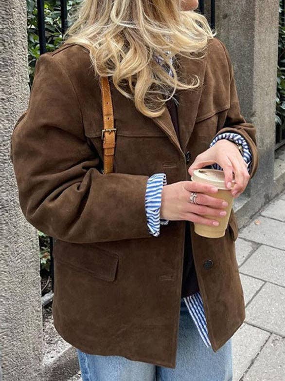 Brown Classic Jacket Notch Lapel Mid Heavy N5Z350 for wholesale on Faire2