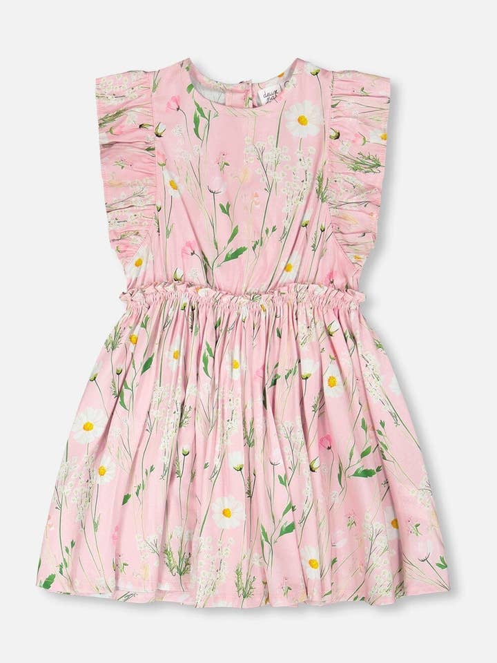 Viscose Dress Pink Printed Flowers for wholesale by Deux par Deux