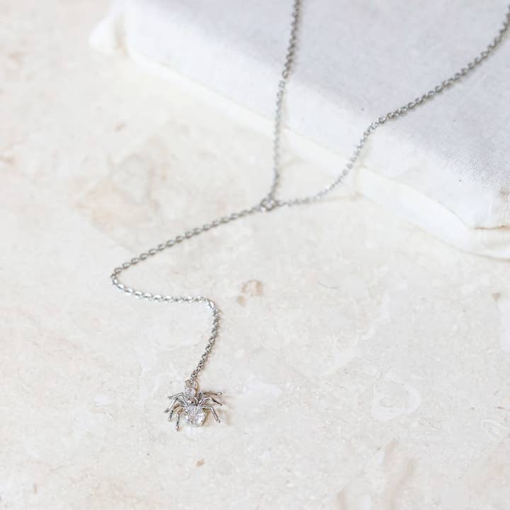 The Gilded Witch - Wholesale Y-Neck/Lariat Necklace - Silver Spider Lariat: Spooky Chic Halloween Jewelry1