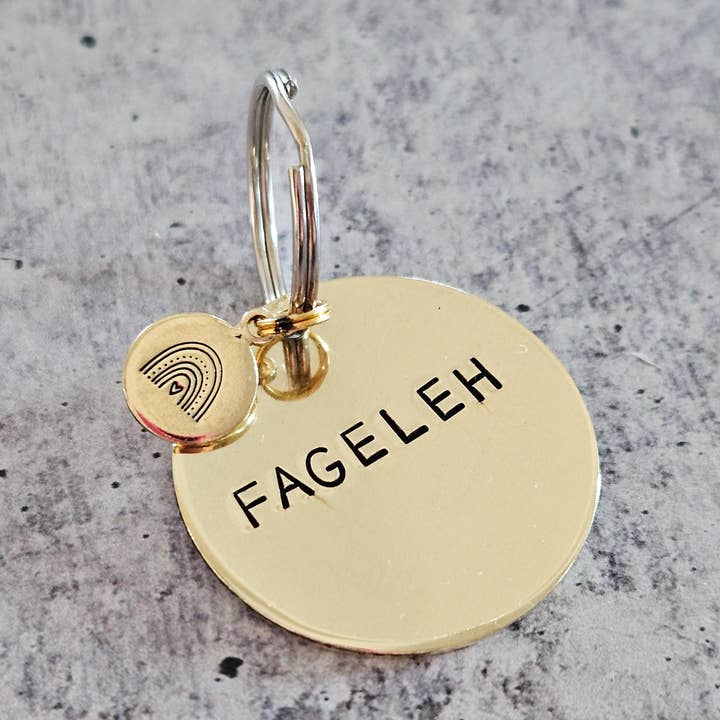 Fageleh Porta-chaves em Latão Carimbado à Mão para LGBTQ por atacado de Salt and Sparkle