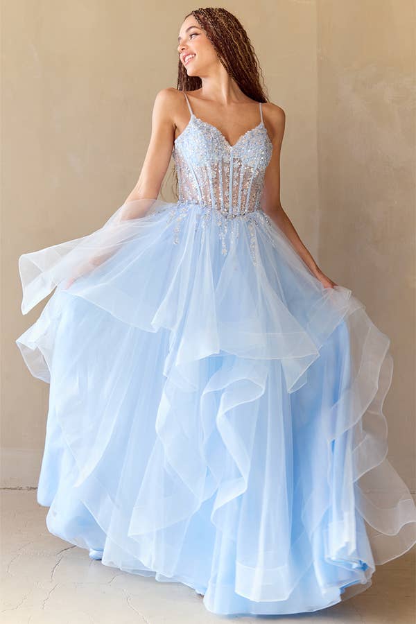 Babyfox Apparel – Großhandel Abendkleid – Damen – Ärmelloses Bustier-Illusion-Top A-Linien-Kleid2