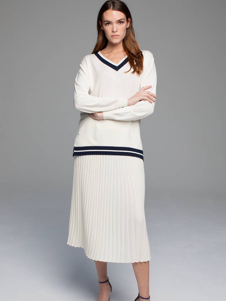 ECRU PLEATED SKIRT for wholesale by TACHI AND ZUCCA