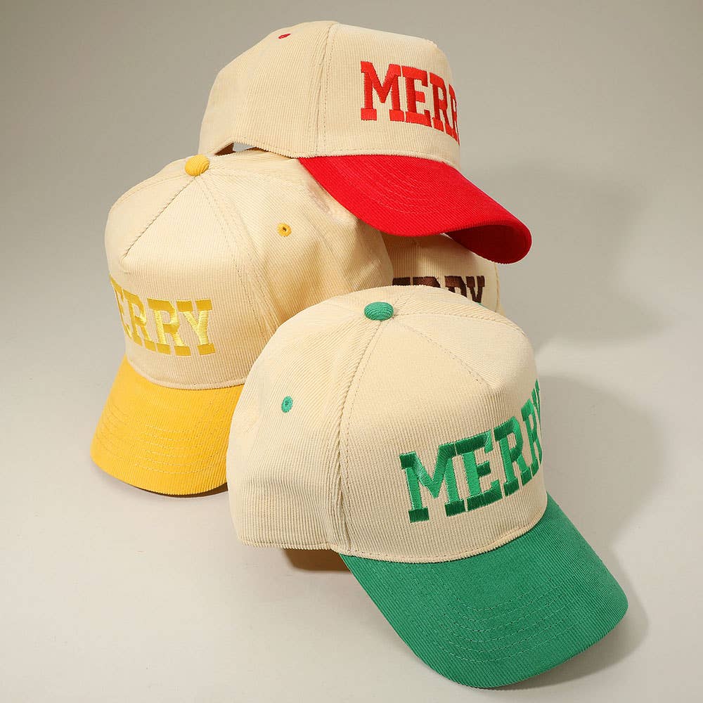 Sensibling Corp. - Wholesale Baseball Cap - Women's - MERRY Message Embroidered Corduroy Baseball Cap9