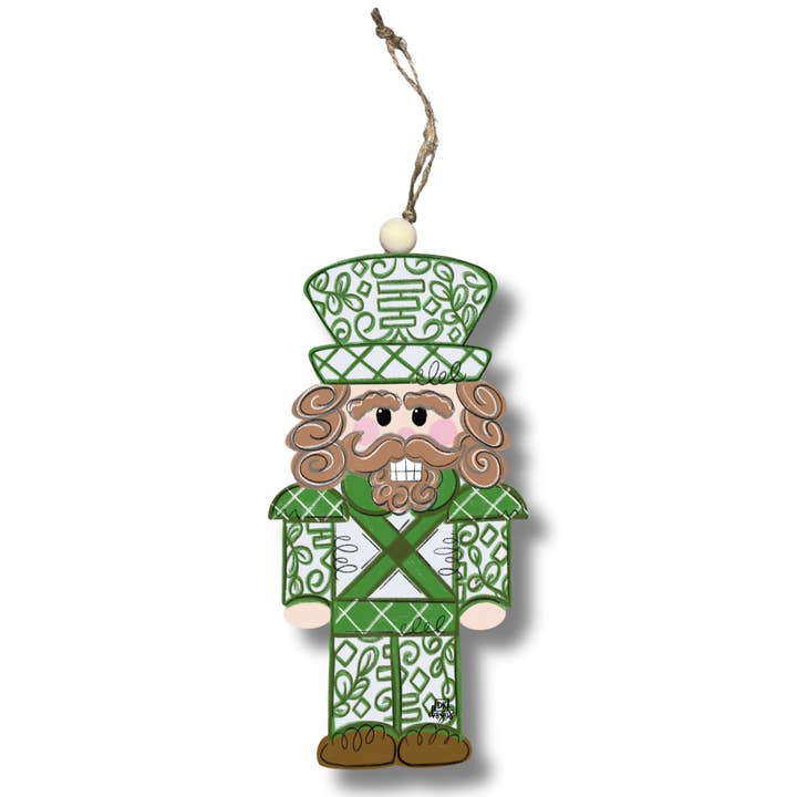 Green Chinoiserie Nutcracker Ornament for wholesale by DK Designs Georgia