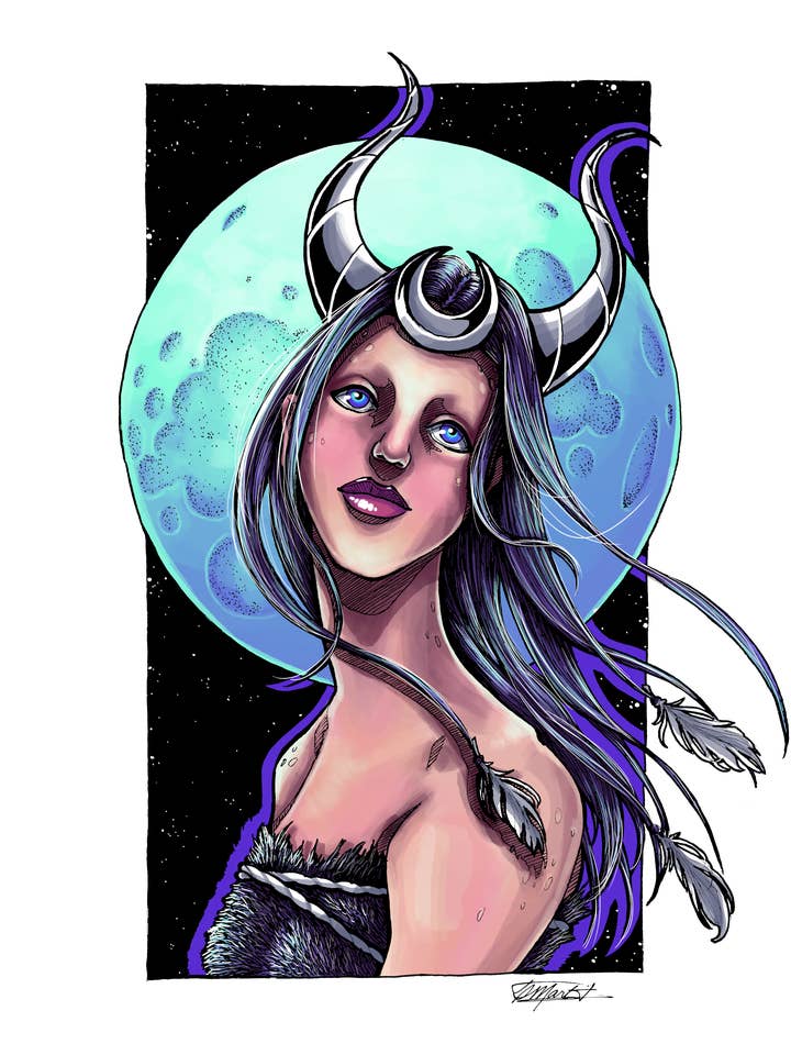 5 „klistermærke: Moon Nymfe - Fantasy Vinyl Vandtæt for engroshandel hos Indi Martin Art