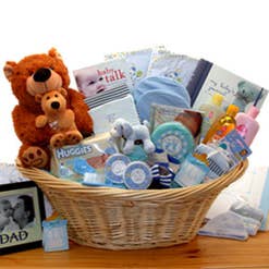 Deluxe Welcome Home Precious Baby Basket - Blue for wholesale by Gift Basket Drop Shipping