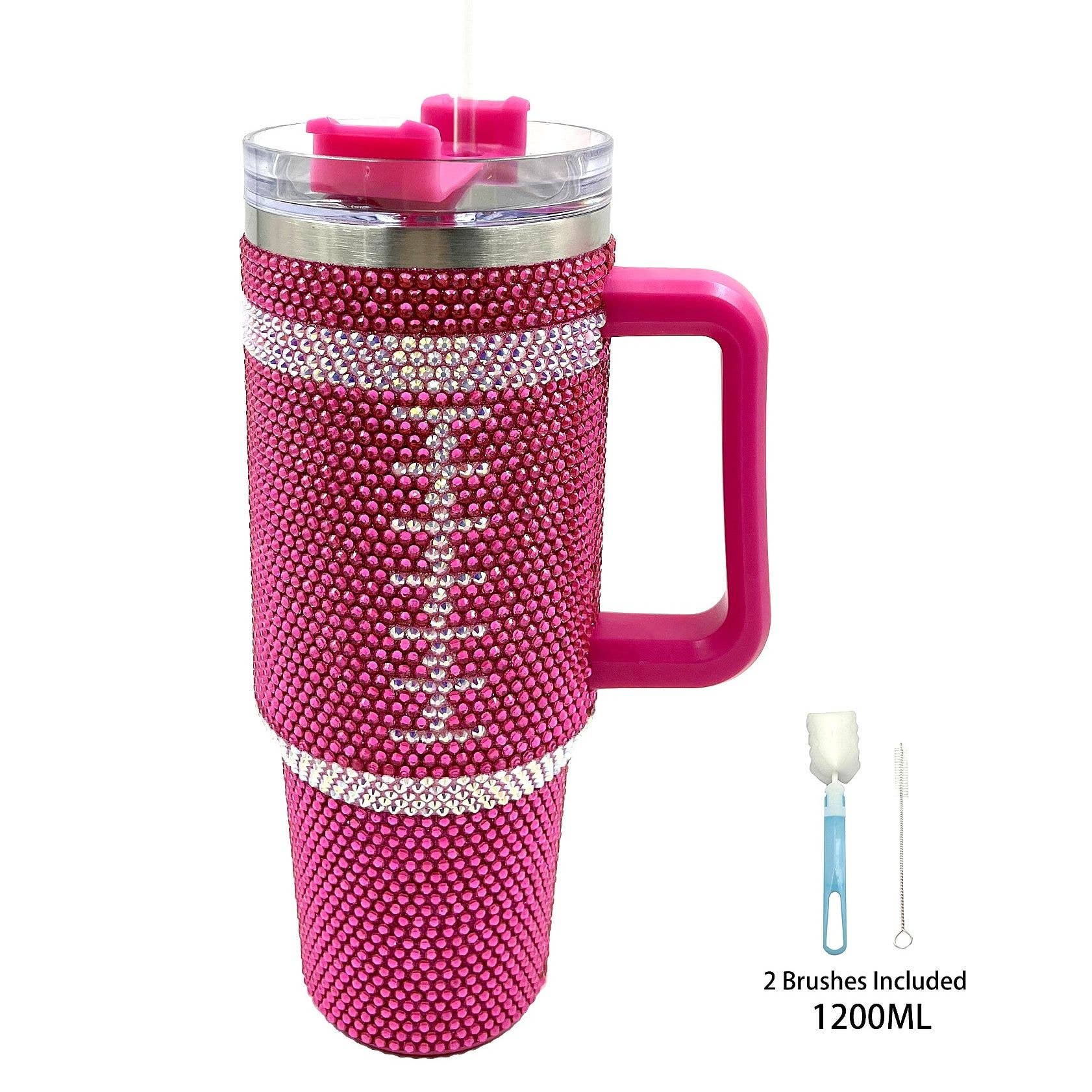 Diacly - Wholesale Insulated Mug/Tumbler - Bling Solid Rhinestone Tumbler Straw with 2 Brushes Spong7