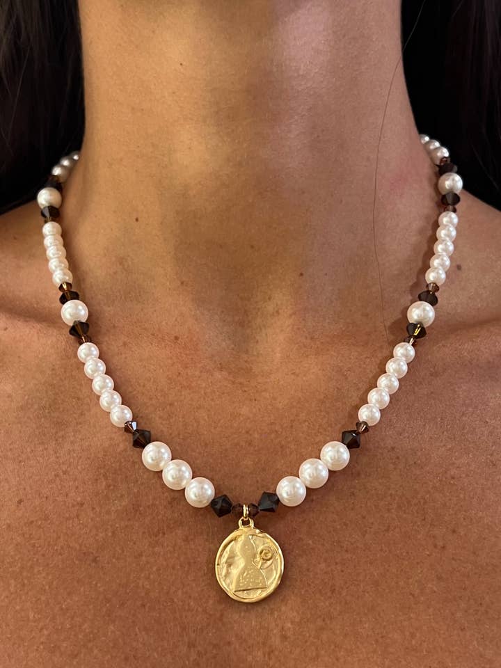 Collar San Gennaro perlas y cristales para venta al por mayor de DITTA Alessandra Avallone