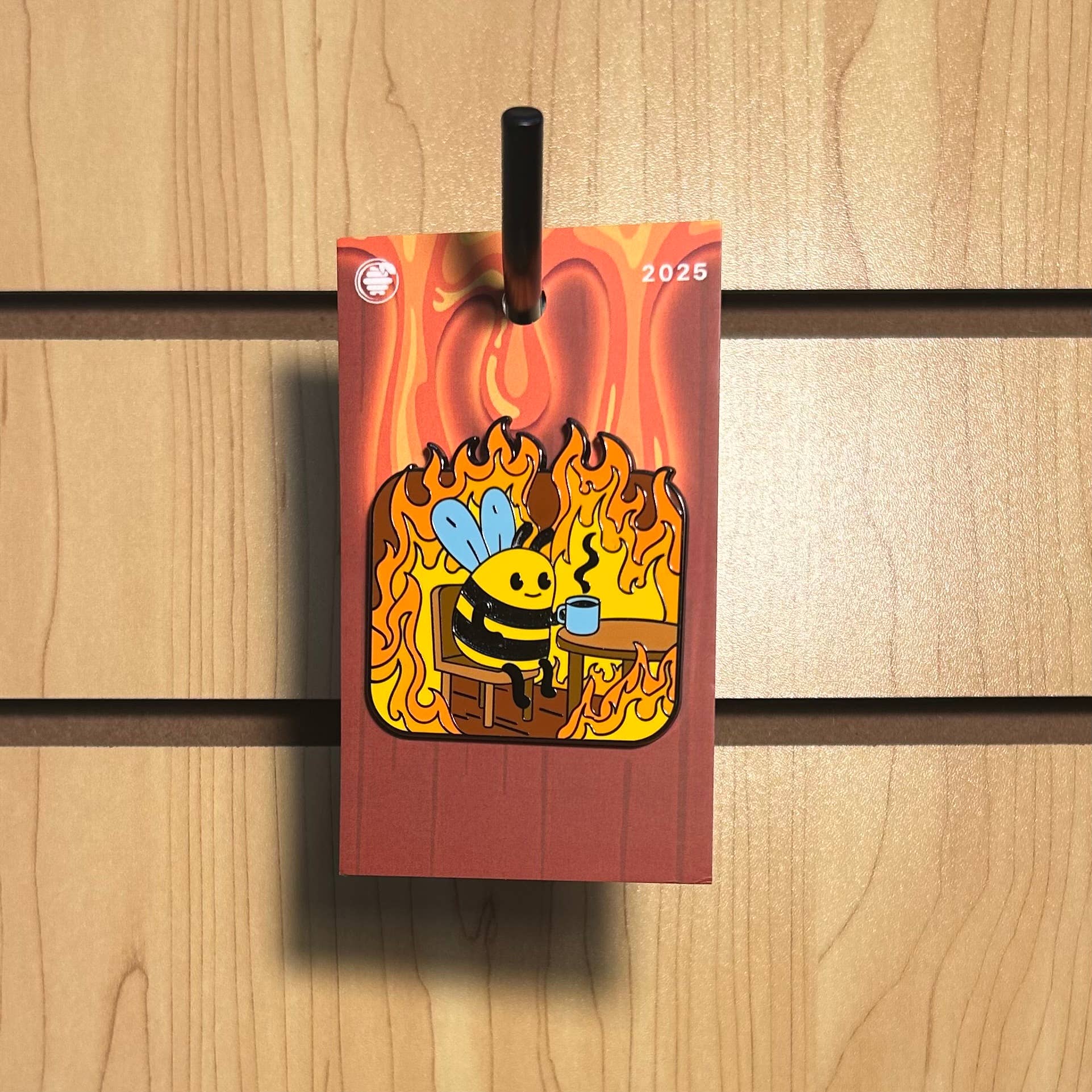 Pin Hive LLC - Wholesale Lapel Pin/Button - Everything Is Fine - Bee Sipping Tea In Fire Enamel Pin15