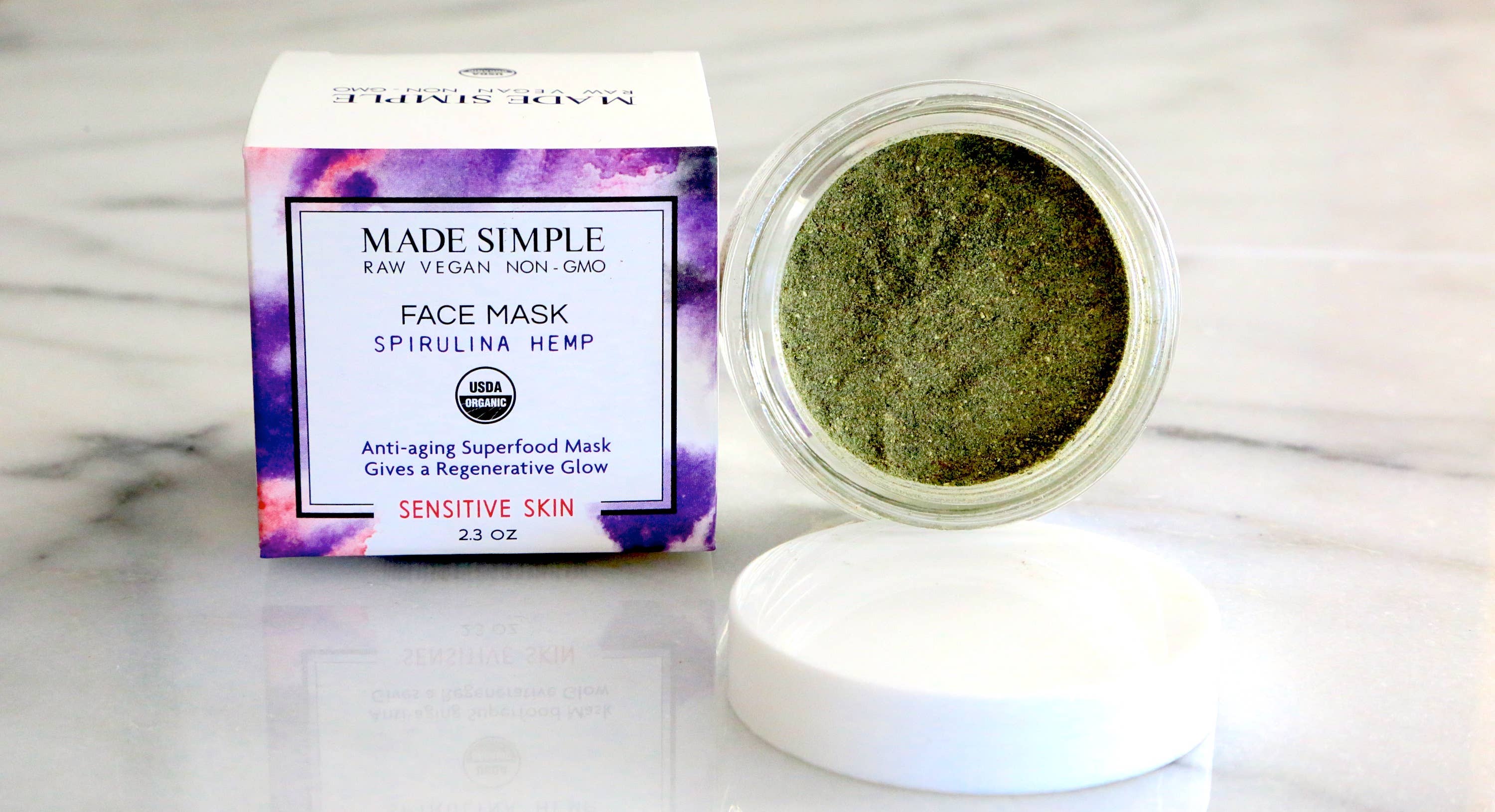 Made Simple Skin Care - Wholesale Skincare Face Mask - Spirulina Hemp Face Mask for Sensitive Skin-Organic & Vegan 6