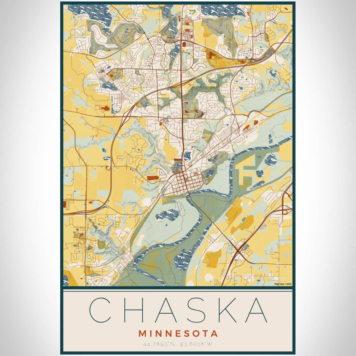 JACE.design - Wholesale Art Print - Chaska MN Map Print Woodblock3