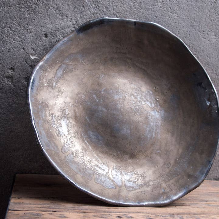 BRONZE Handmade Glazed Stoneware Fruit Bowl platter for wholesale by LAIMA CERAMICS (SIA Radosa Apvieniba Spares)