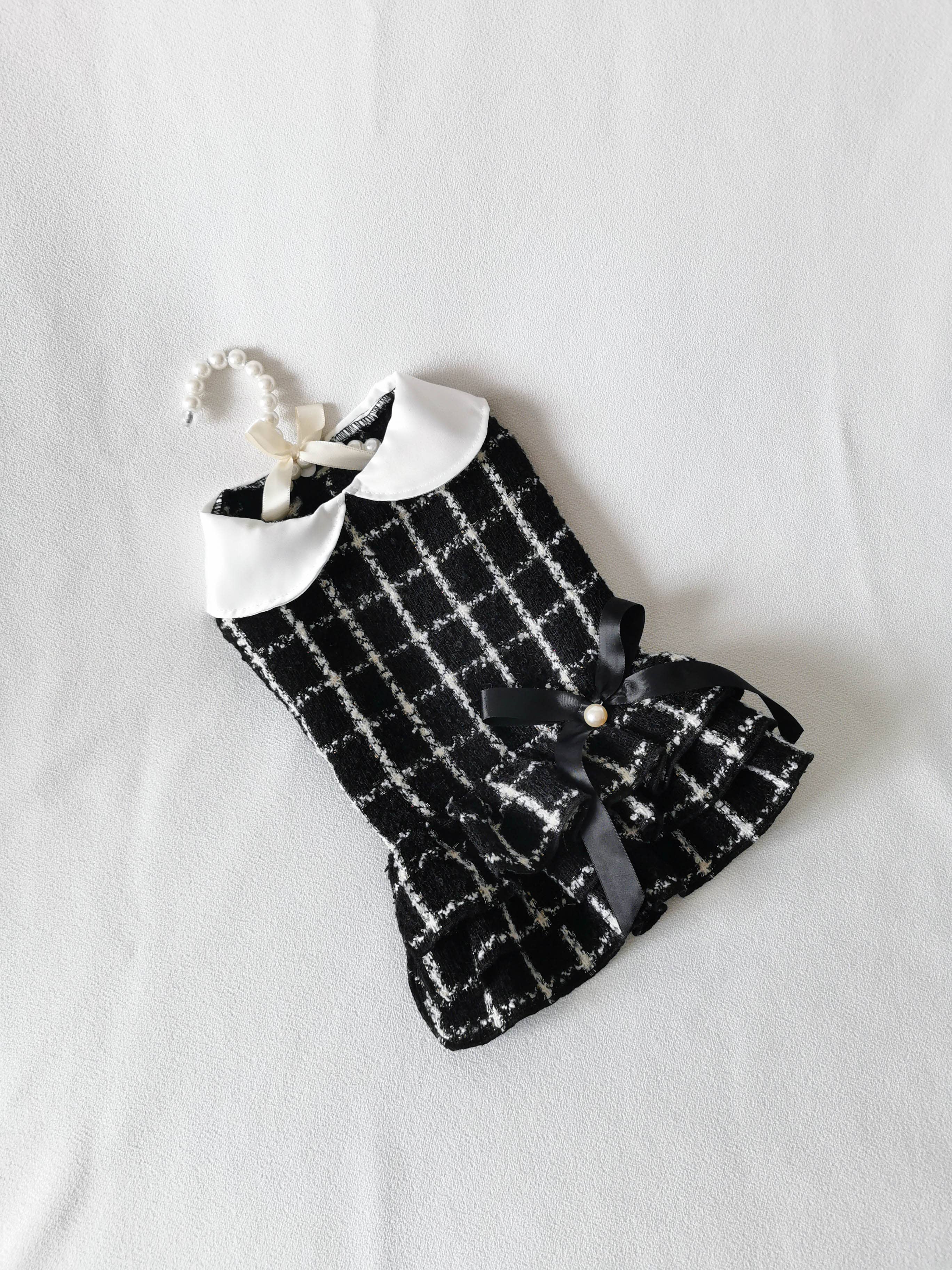 Channyfinds - Wholesale Pet Dress - Dog - Classic | Tweed Style Monochrome Pet Dress8