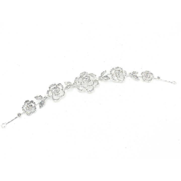 Diacly - Wholesale Hair Clip - Women's - Rose Detail Rhinestone Flexible Hair Deco Band