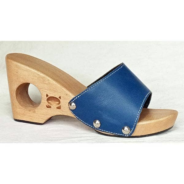Vera Band or X: Carved Wood Platform Heeled Mules For Women for wholesale by OMES