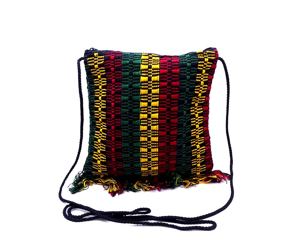Pichincha - Vente Sac à bandoulière – femme - Sac à bandoulière à franges guatémaltèques tissées Rasta, sac à passeport1